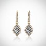 14K Rose Gold Drop Earrings with Clustered Champaign Diamonds - Jewelry Design Gallery of East Windsor