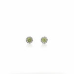 14K White Gold Green Peridot and Diamond Stud Earrings - Jewelry Design Gallery of East Windsor