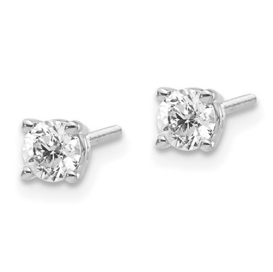 14K White Gold Diamond Solitaire Stud Earrings - Jewelry Design Gallery of East Windsor