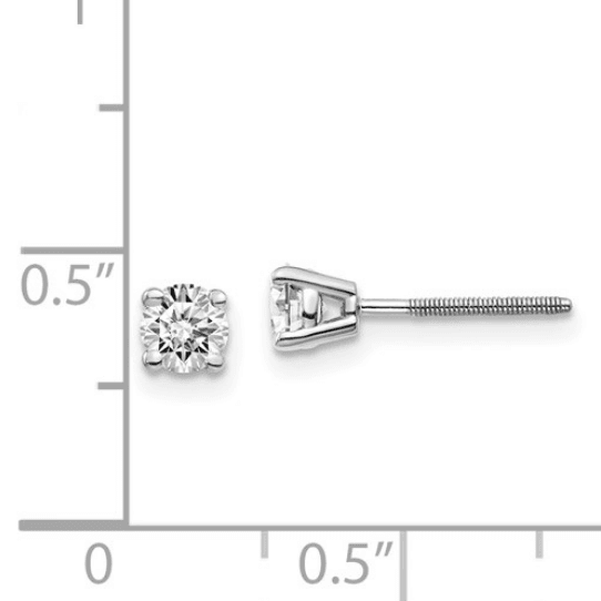 14K White Gold Diamond Solitaire Stud Earrings - Jewelry Design Gallery of East Windsor