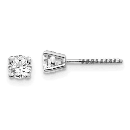 14K White Gold Diamond Solitaire Stud Earrings - Jewelry Design Gallery of East Windsor