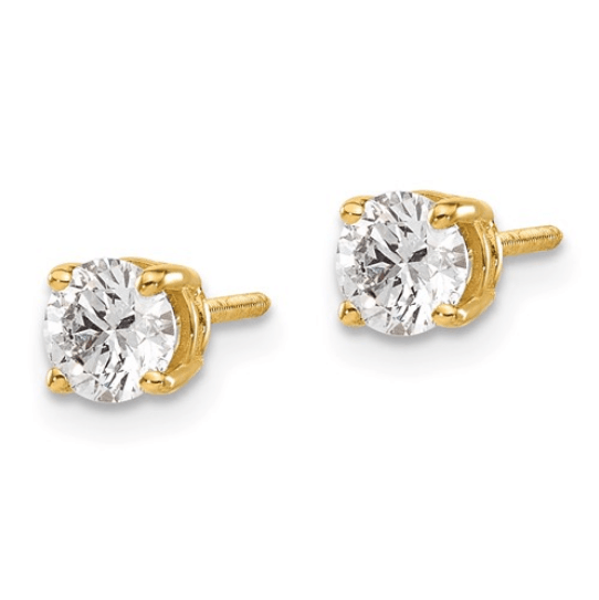 14K Yellow Gold Round Diamond solitaire Stud Earrings - Jewelry Design Gallery of East Windsor