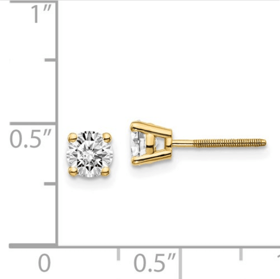 14K Yellow Gold Round Diamond solitaire Stud Earrings - Jewelry Design Gallery of East Windsor