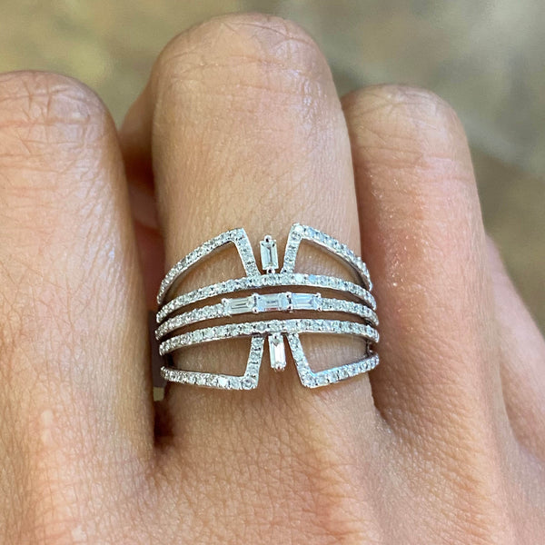 14K White Gold and Diamond Wide Fashion Ring - Jewelry Design Gallery of East Windsor