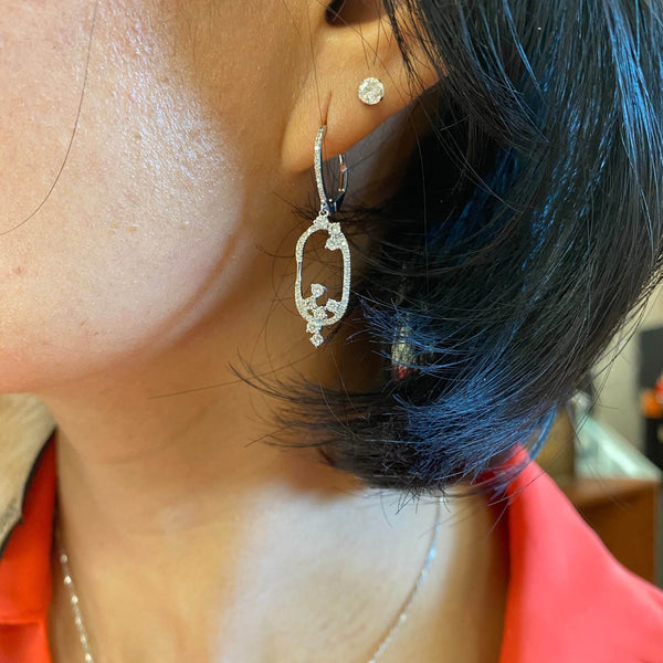 14K White Gold Diamond Dangle Earrings - Jewelry Design Gallery of East Windsor