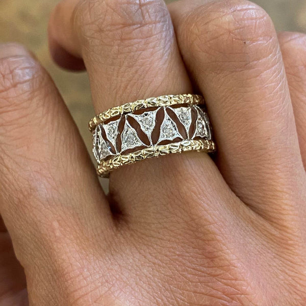 14K Two Tone Triangle Ring Band - Jewelry Design Gallery of East Windsor