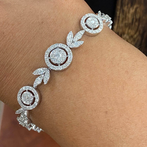 14K White Gold Circle Link Eternity Diamond Bracelet - Jewelry Design Gallery of East Windsor