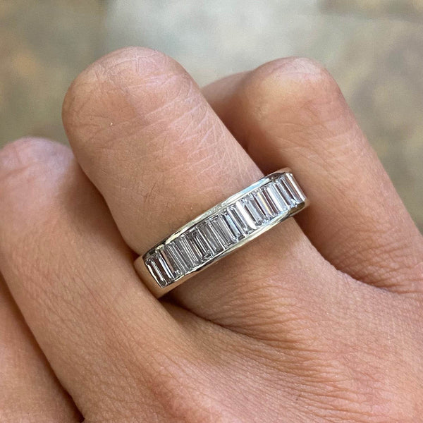 14K White Gold Baguette Diamond Wedding Band - Jewelry Design Gallery of East Windsor