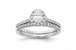 14K White Gold Halo Oval Diamond Wedding Ring Set - Jewelry Design Gallery of East Windsor