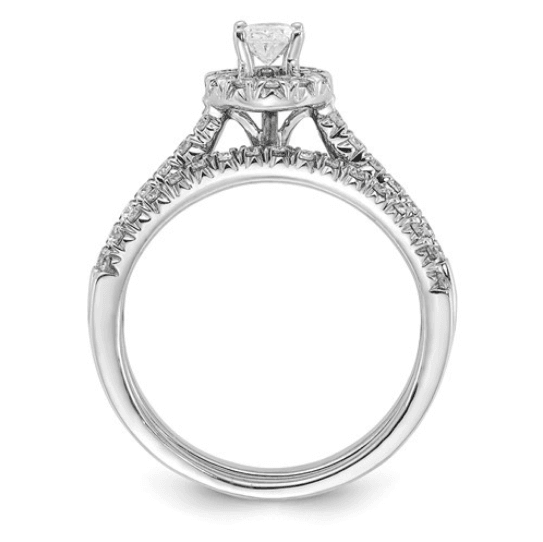 14K White Gold Halo Oval Diamond Wedding Ring Set - Jewelry Design Gallery of East Windsor